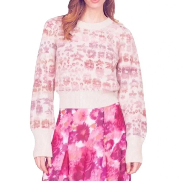 NWT LoveShackFancy Kirsten Ribbed Pullover Stardust Fantasy Alpaca Size Large - Picture 1 of 12